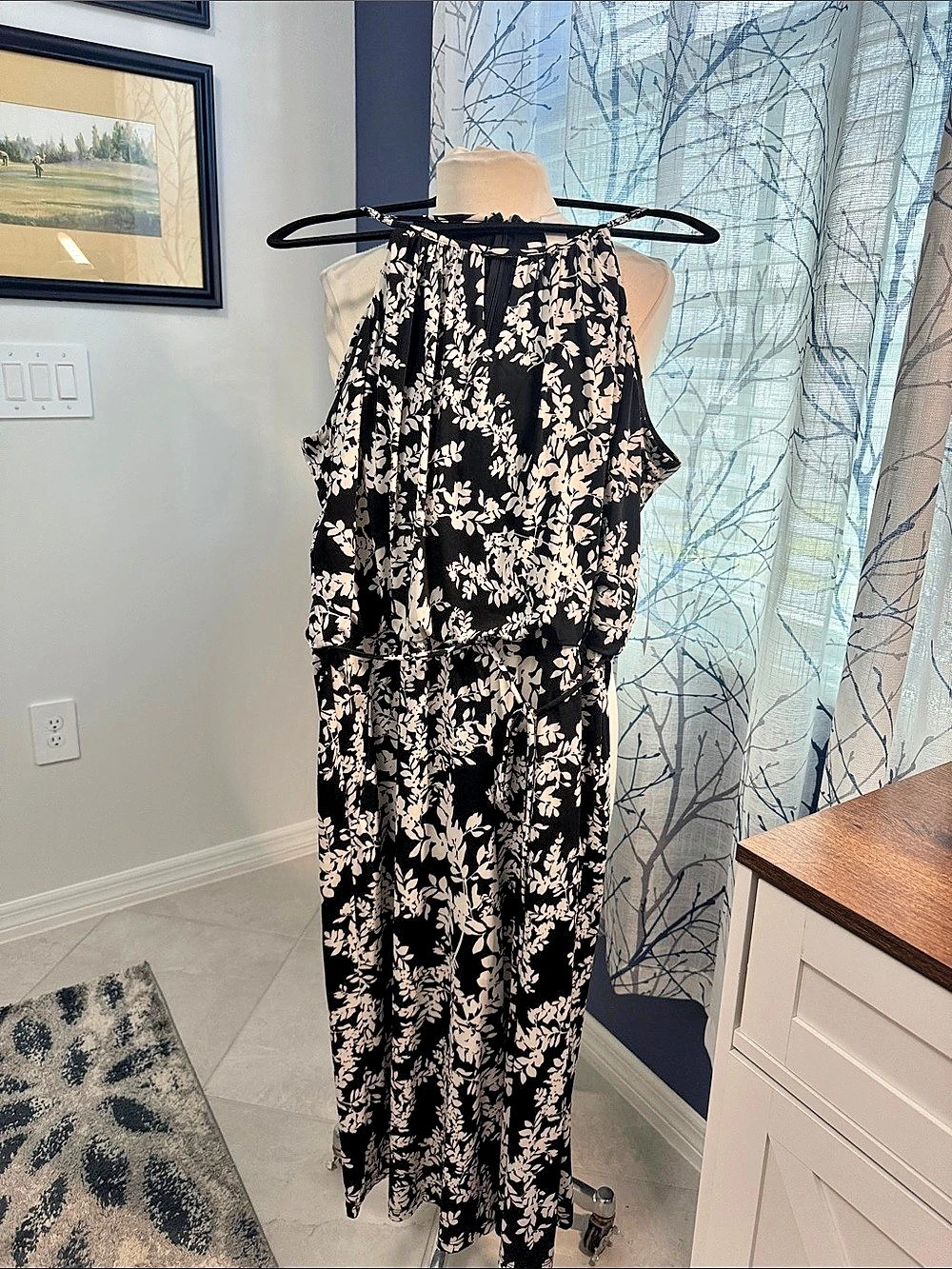 London Times Floral Jumpsuit in Black & White Size 16 NWT